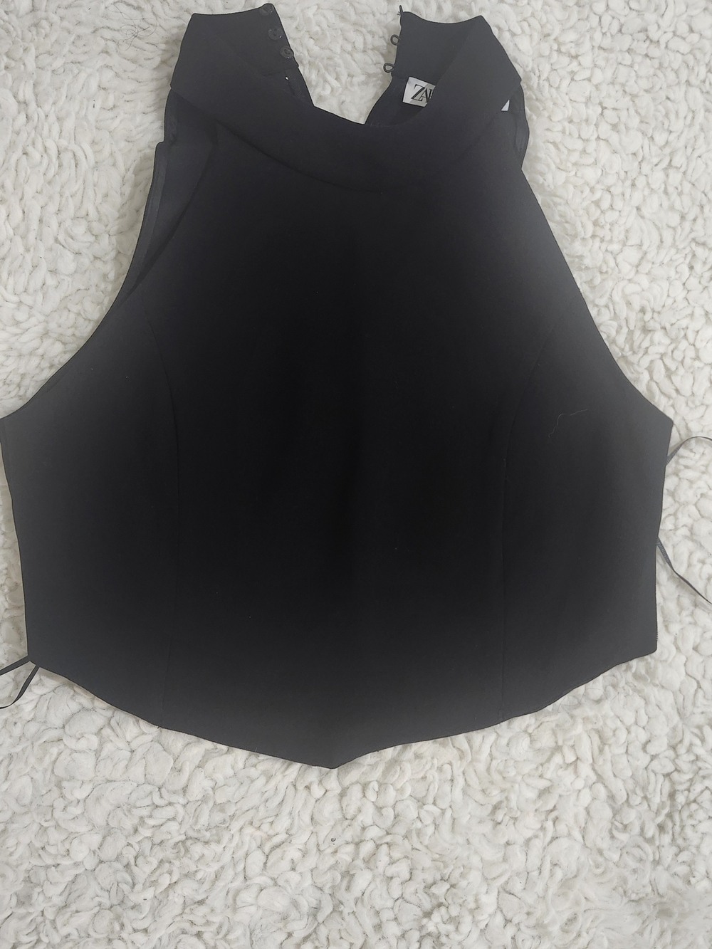 Zara Black High-Neck Cropped Top